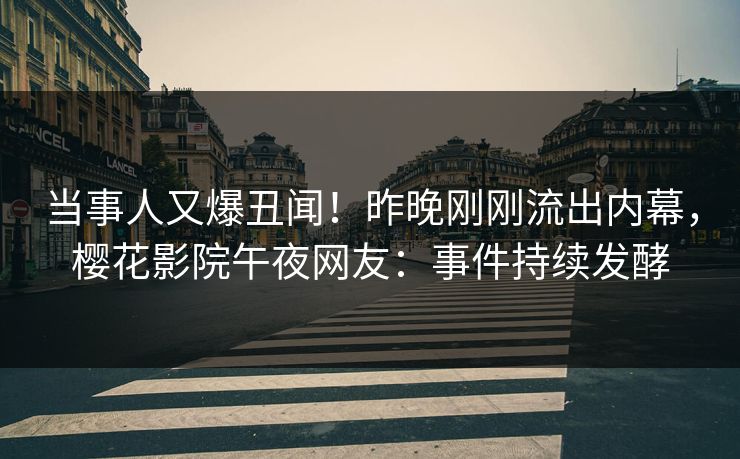当事人又爆丑闻！昨晚刚刚流出内幕，樱花影院午夜网友：事件持续发酵