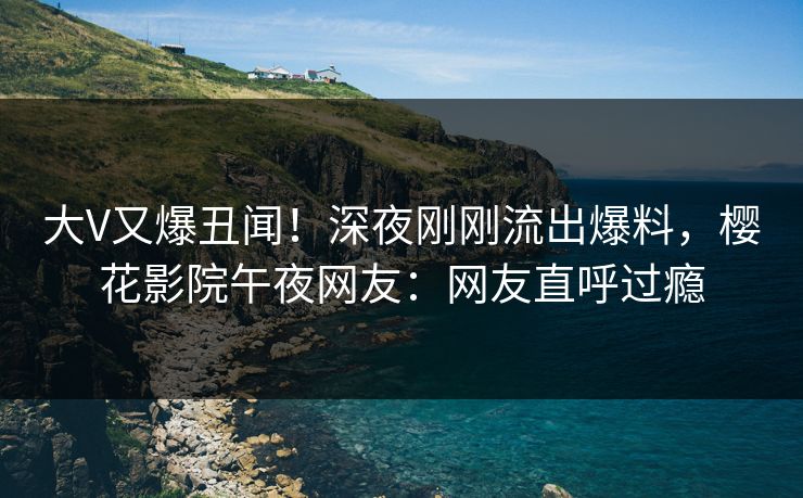大V又爆丑闻！深夜刚刚流出爆料，樱花影院午夜网友：网友直呼过瘾