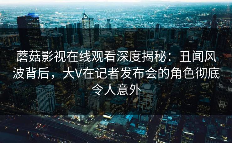 蘑菇影视在线观看深度揭秘：丑闻风波背后，大V在记者发布会的角色彻底令人意外