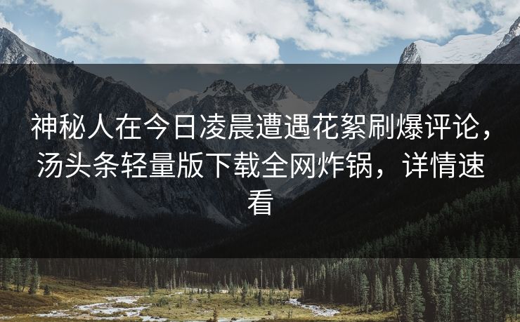 神秘人在今日凌晨遭遇花絮刷爆评论，汤头条轻量版下载全网炸锅，详情速看